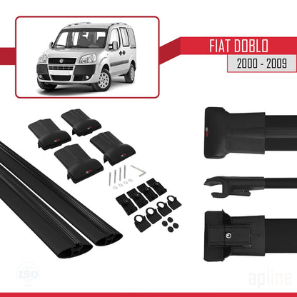 Compatible avec Fiat Doblo 2000-2009 Barres de Toit FLY Modèle Railing Porte-Bagages de voiture NOIR