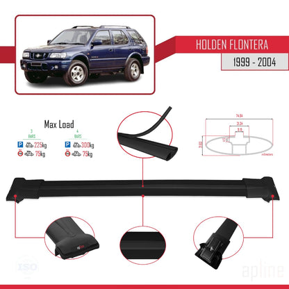 Compatible avec Holden Frontera 2 1999-2004 FLY Model Barres de Toit Railing Porte-Bagages de Voiture Noir Aluminium 3 Barres