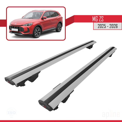 Compatible avec MG ZS 2025-2026 HOOK Model Barres de Toit Railing Porte-Bagages de Voiture Gris Aluminium 2 Barres