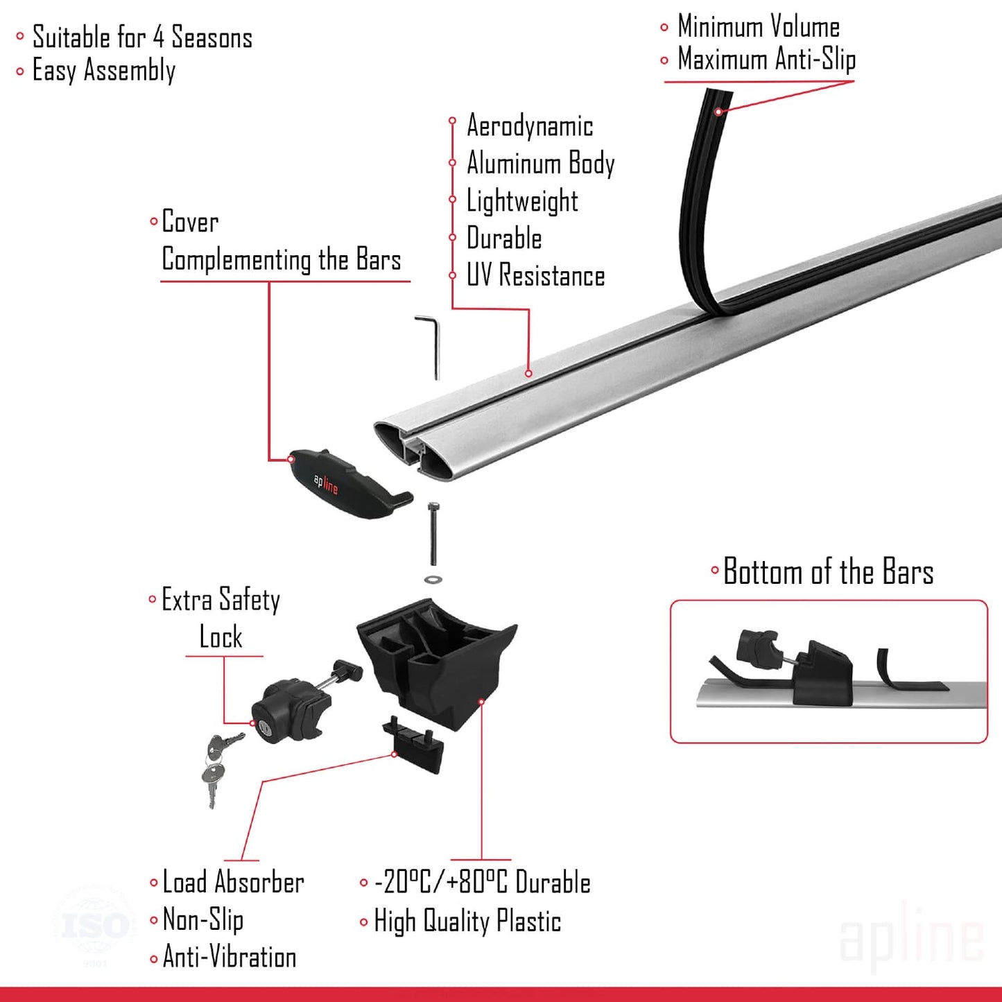 Compatible with Lexus NX (AZ10) 2015-2021 HOOK Model Car Roof Rack Cross Bar Grey Aluminium 2 Bars