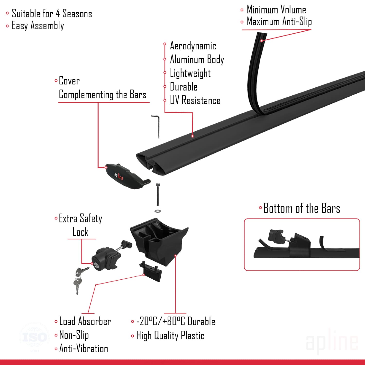 Compatible avec Toyota Yaris Cross 2020-2025 HOOK Model Barres de Toit Railing Porte-Bagages de Voiture Noir Aluminium 2 Barres