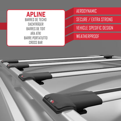 Compatible with Mercedes Vito (W638) 1996-2003 FLY Model Car Roof Rack Cross Bar Grey Aluminium 4 Bars