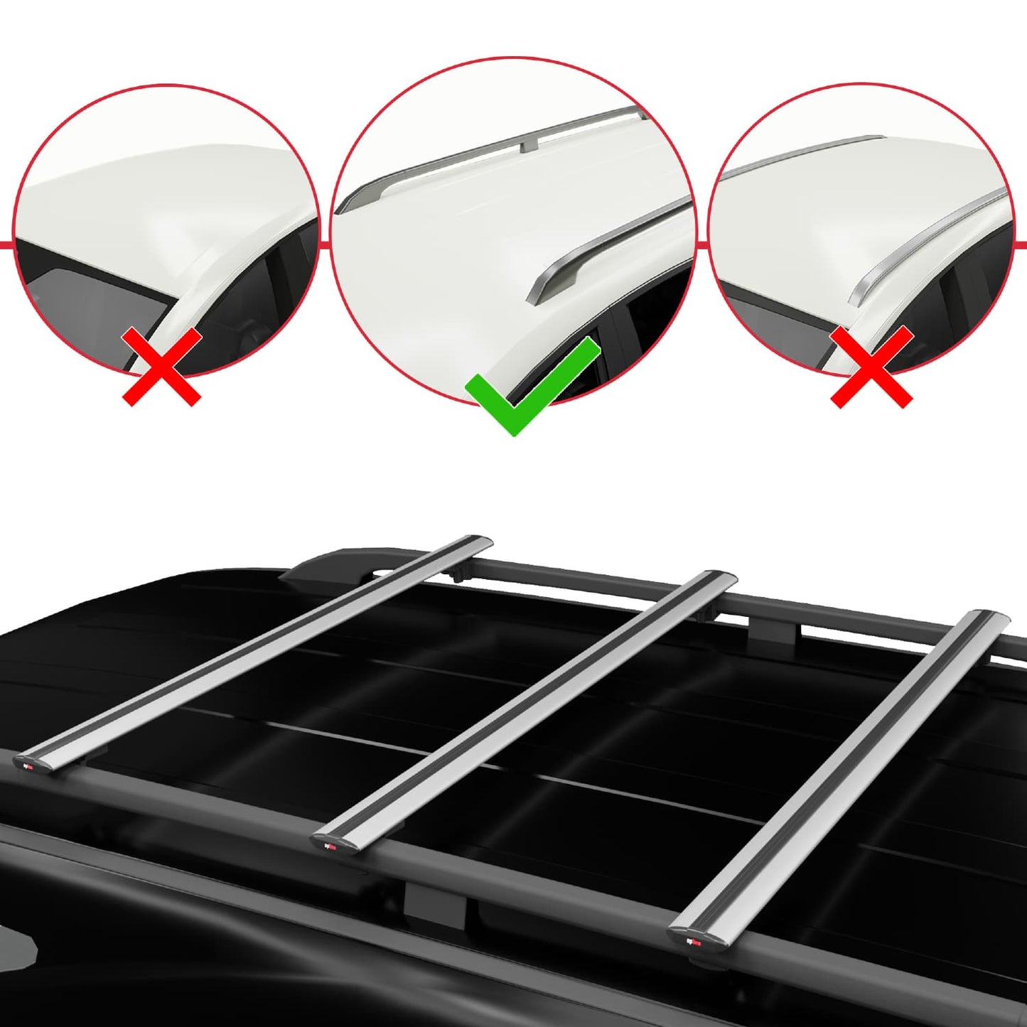 Compatible with Peugeot 308 (T7) SW 2008-2013 BASIC Model Car Roof Rack Cross Bar Grey Aluminium 3 Bars
