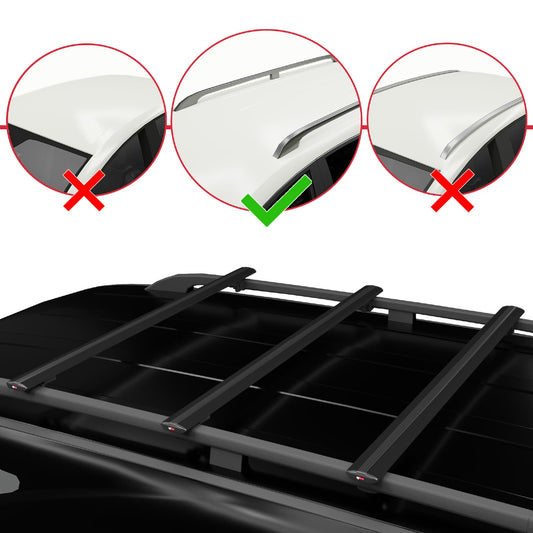 BASIC Model Dakdrager bagagedrager compatibel met Toyota Land Cruiser Prado (J120) 2002-2006 Spoorstaven Zwart Aluminium 3 Staven
