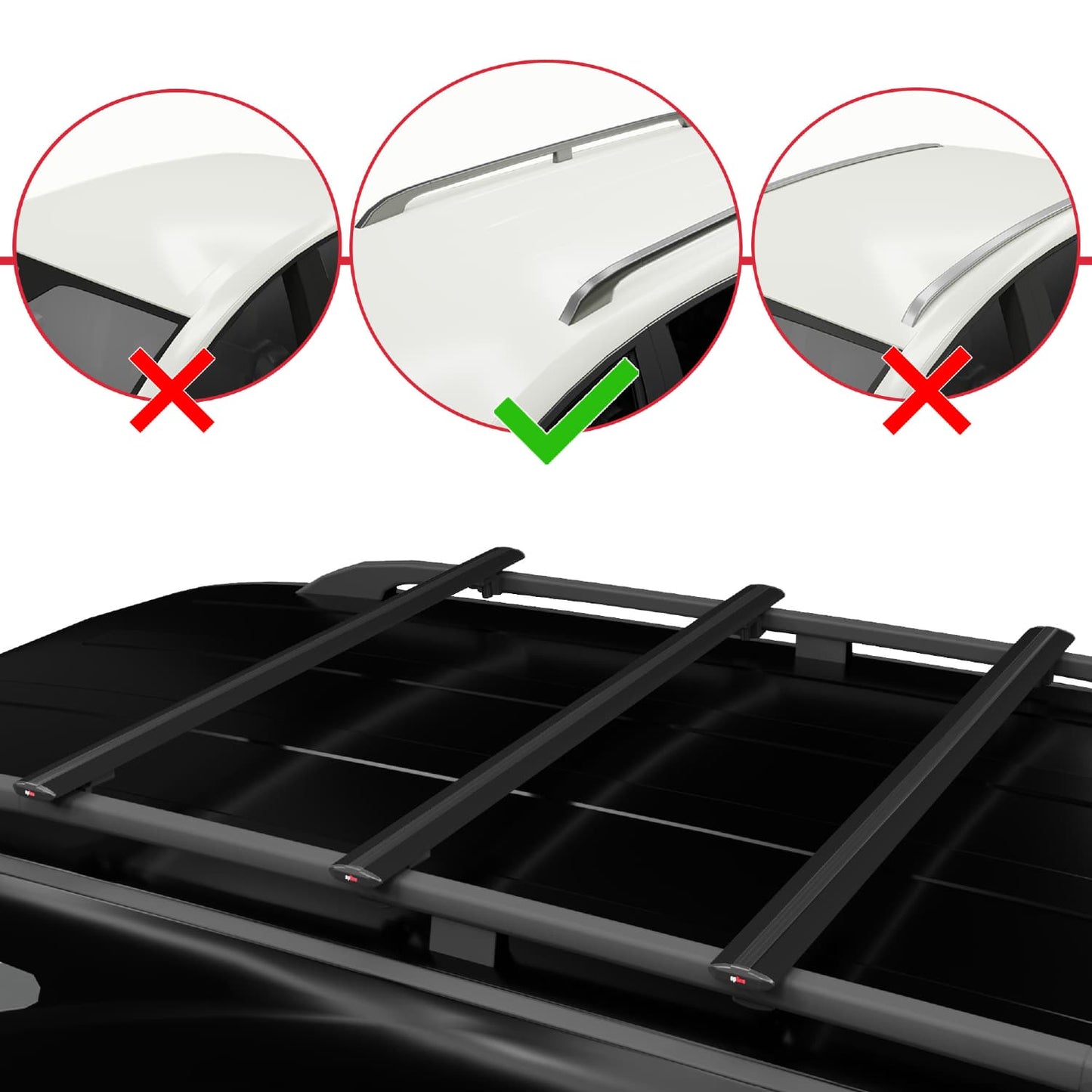 Compatible avec Renault Laguna (X56) 1996-200 BASIC Model Barres de Toit Railing Porte-Bagages de Voiture Noir Aluminium 3 Barres