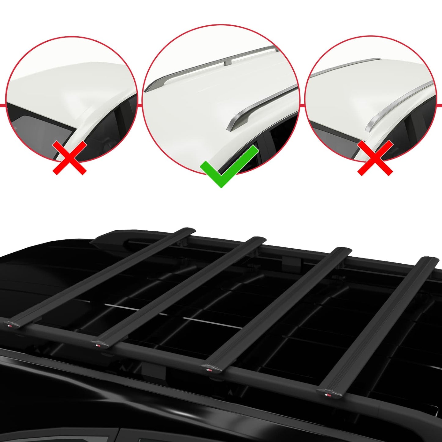 Compatible with Mercedes Vito 2 (W639) Post-Facelift 2010-2014 BASIC Model Car Roof Rack Cross Bar Black Aluminium 4 Bars