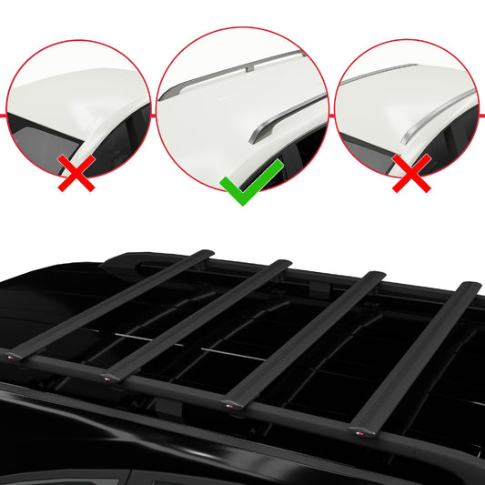 Compatible avec Chevrolet Tahoe 1995-2000 BASIC Model Barres de Toit Railing Porte-Bagages de Voiture Noir Aluminium 4 Barres