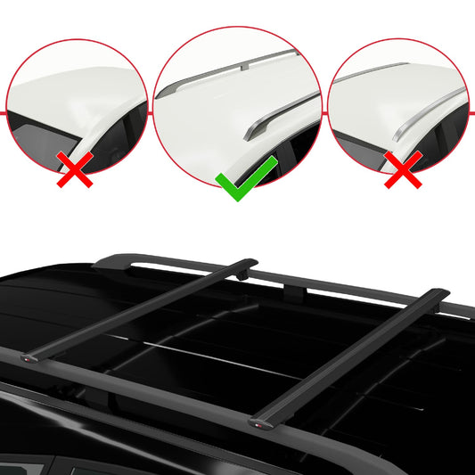 Compatible avec Toyota Land Cruiser 1998-2007 BASIC Model Barres de Toit Railing Porte-Bagages de Voiture Noir Aluminium 2 Barres