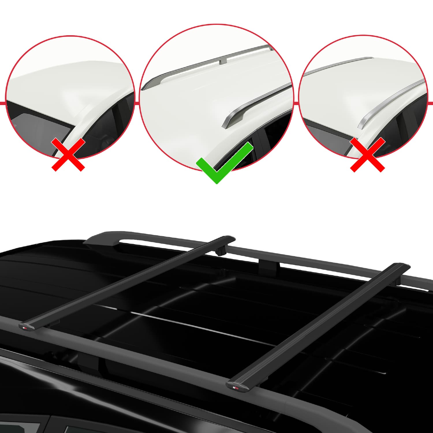 Compatible avec Kia Sportage 1997-2002 BASIC Model Barres de Toit Railing Porte-Bagages de Voiture Noir Aluminium 2 Barres