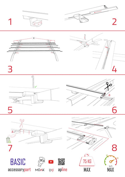 Compatible with Mercedes EQV (W447) 2020-2025 BASIC Model Car Roof Rack Cross Bar Grey Aluminium 4 Bars