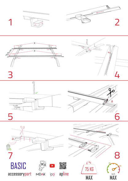 Compatible with Peugeot 306 SW 1997-2002 BASIC Model Car Roof Rack Cross Bar Black Aluminium 2 Bars