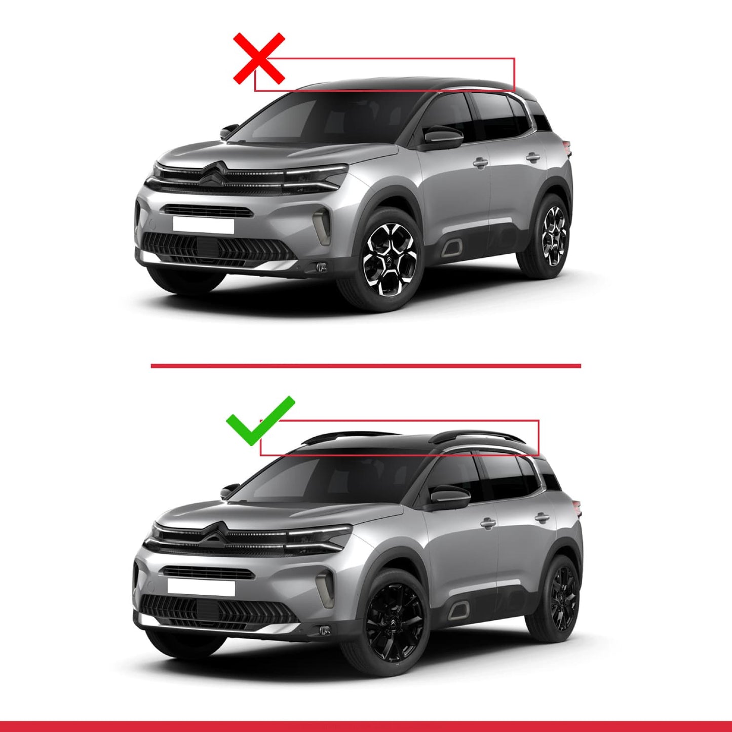 Compatible avec Citroen C5 Aircross 2018-2025 ACE-1 Barres de Toit Railing Porte-Bagages de Voiture Noir Aluminium 3 Barres
