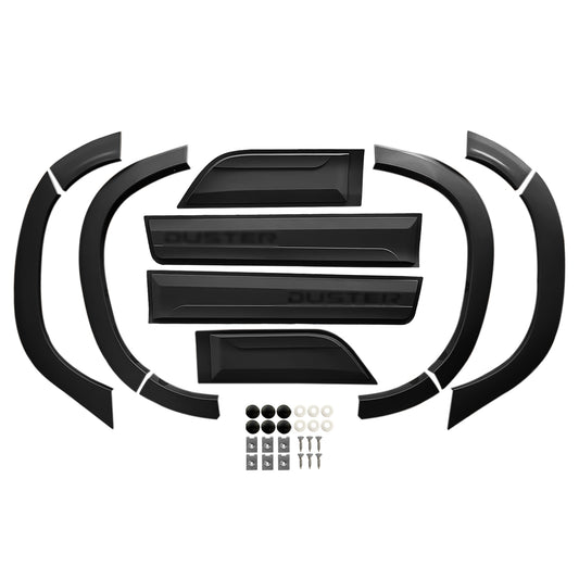 Compatibel met Dacia Duster 2018-2024 Wielkast Spatbord en Bodyguard Zijbescherming carrosseriebescherming ZWART