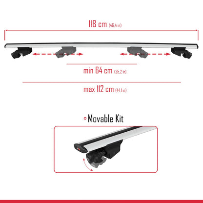 HOOK Model Dakdrager bagagedrager compatibel met Jaguar F-Pace (X761) 2016-2025 Spoorstaven Grijs Aluminium 2 Staven