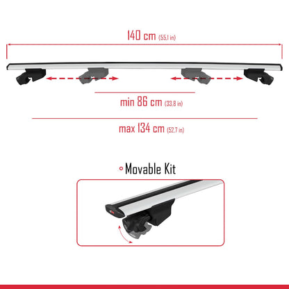 Compatible avec Cadillac XT6 2020-2024 HOOK Model Barres de Toit Railing Porte-Bagages de Voiture Gris Aluminium 2 Barres